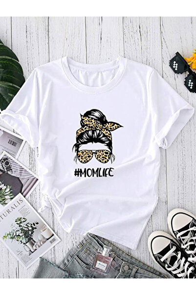 donamod # تي شيرت MomLife مطبوع كبير الحجم