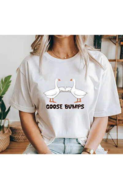 donamod تي شيرت مطبوع عليه Goose Bumps