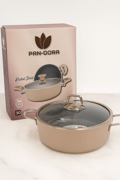 EVİNDA Evinda Pan-Dora 30 cm Crystal Casting Oblate Pot – Non-Stick, 1St Quality-Non-Burning
