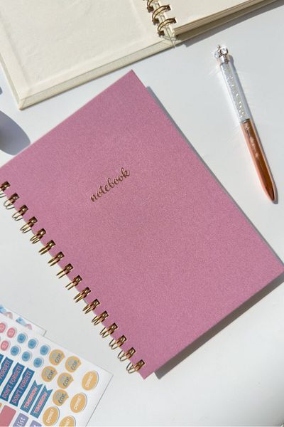 Martius Art A5 Spiral Hard Cover Linen Plain Unlined Undated Notepad Lilac