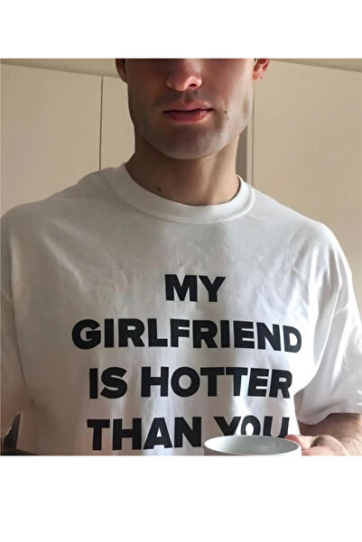 donamod Trend My Girlfriend Is Hotter Than You Baskılı Sevgili T-Shirt