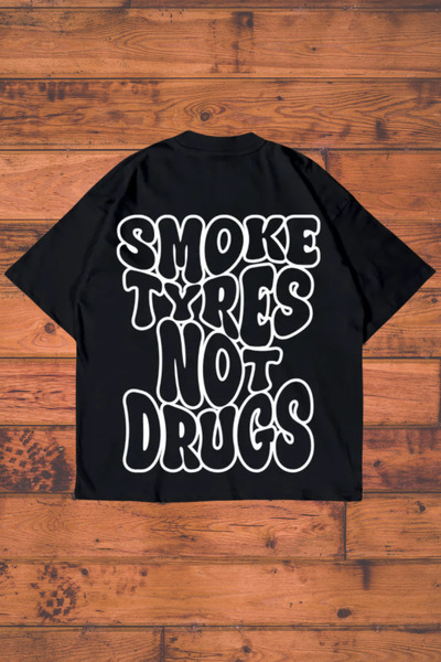 donamod تي شيرت كبير الحجم مطبوع عليه إطارات الدخان وليس المخدرات