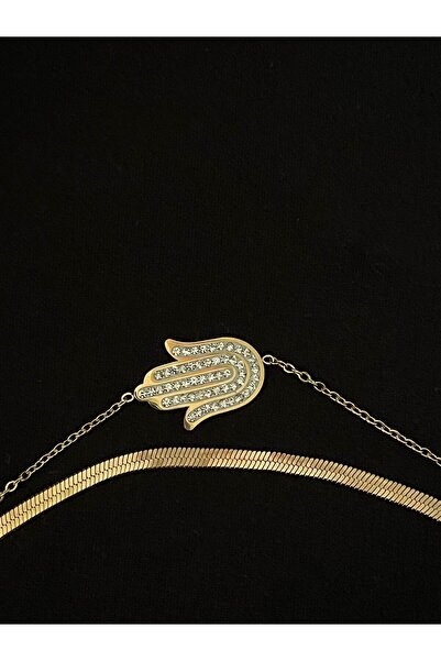 ASD TAKI سوار فاطمة من الفولاذ الفاخر مع سلسلة إيطالية وحجر الزركون