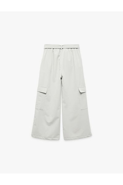 Koton Wide Leg Cargo Pants with Belt Detail and Covered Pockets