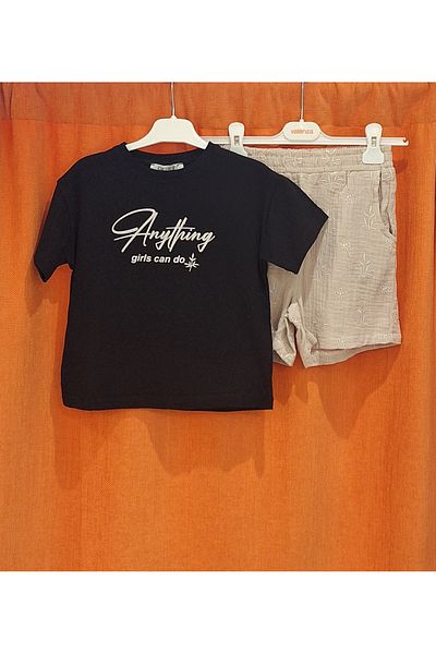 CİCHLİD Shorts and Brodeled T-Shirt Set