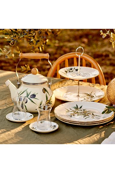 Bella Maison Olive Porcelain 2 Tier Cookie Holder Green