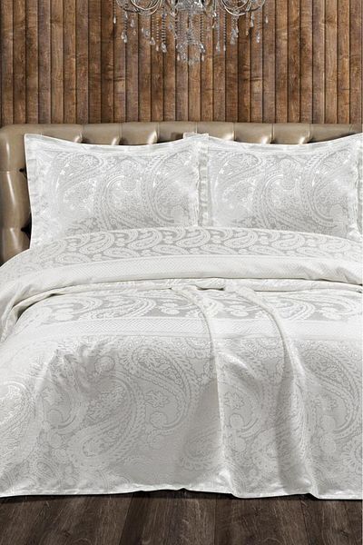 Çeyiz Diyarı Arlina Chenille Double Bedspread 240X260 cm Cream