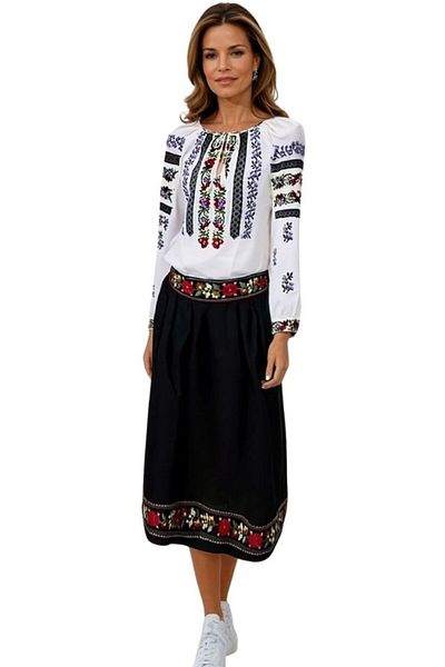 rody's forever Fusta dama traditionala, negru/verde , marime L