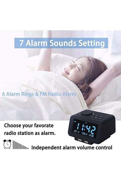 COOYA LED Digital Alarm Clock with FM Radio,Charge and Plug,Adjustable Light Gift