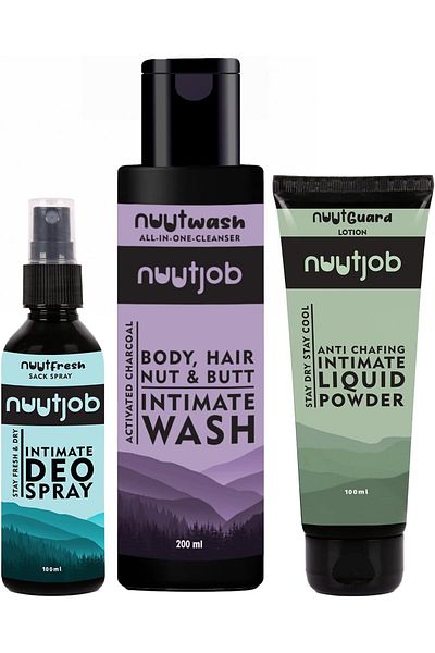 NUUT Nuutjob Men's Intimate Grooming and Hygiene 400ml Combo Pack of Intimate Wash