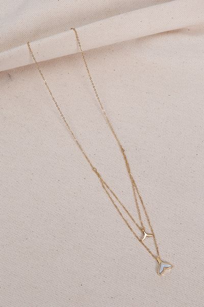 Süspüs Accessories Fish Tail Figure 2-Piece Gold Color Steel Necklace