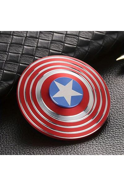 LRS STORE Premium Metal Stress Wheel Captain America Shield Figured Finger Spinner Red