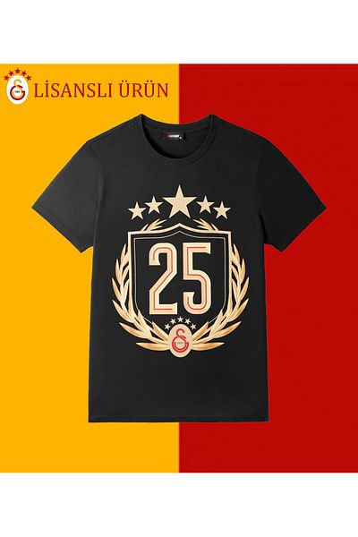 Galatasaray Licensed 5 Star Black Championship T-Shirt