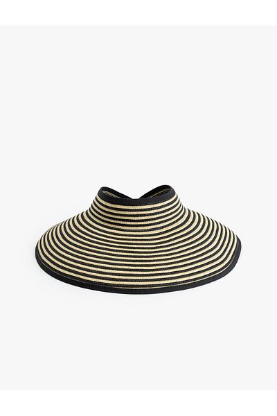 Koton Large Striped Straw Visor Hat