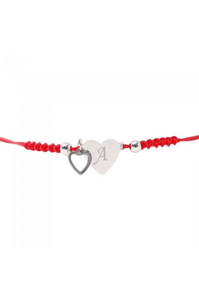 dalimag Red String Bracelet, Heart, Personalized with Your Letter