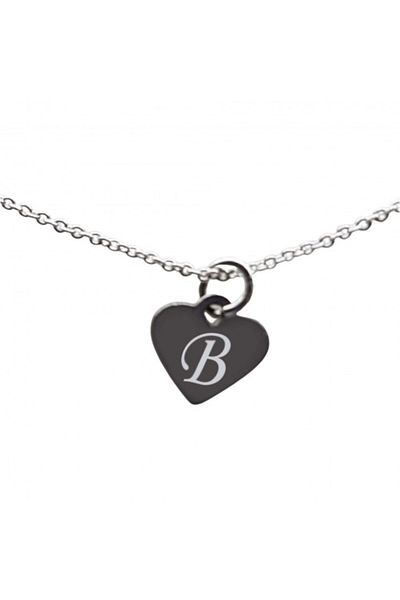 dalimag Bratara argint 925, 25 cm, si charm inima argint cu agatare inima, gravat litera B