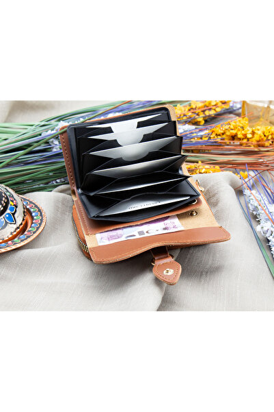 Womancraft Defne Women's Wallet with Zippered Accordion Paper and Coin Compartment