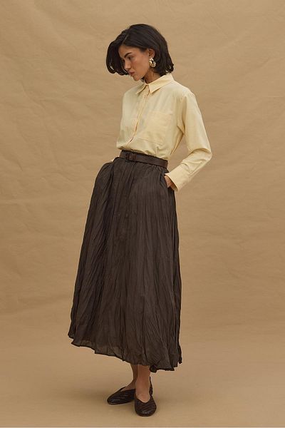 Fahhar Pleated Crash Skirt Anthracite
