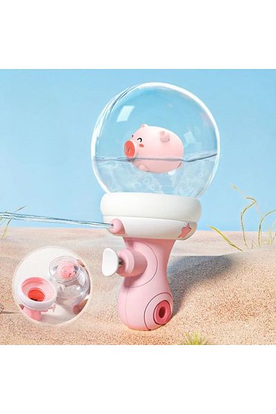 Flippy Water Blaster For Kids, Multifunctional, 300ml, Piglet Model, 9x9x17 Cm, Plastic, Pink