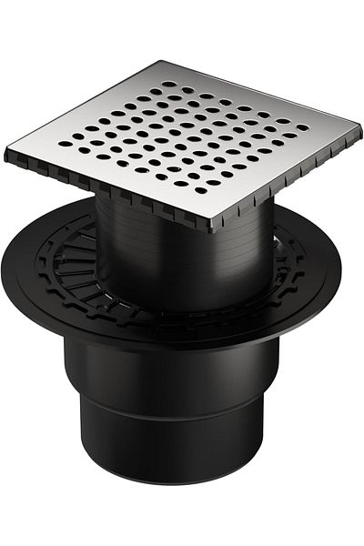 mazıdağı Mazzıdağ V-Flow Square 5607288 Insulated Shower Drain, Bottom Outlet, 15X15 Cm, Dk 200 Cover