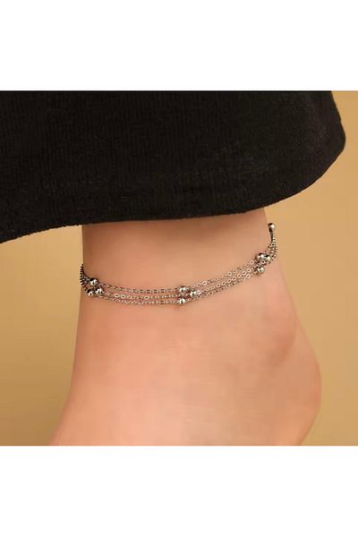 derokas 316 L Silver Anklet Steel Tarnish-Free New Season