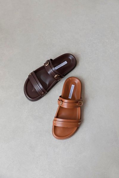 STRASWANS Cistra Women's Daily Comfort Leather Slippers Brown