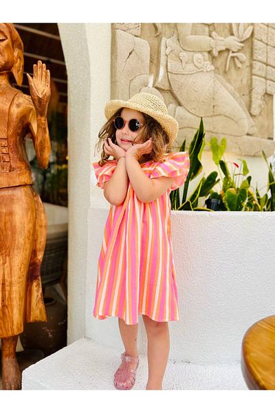 Çipil Colorful Striped Muslin Dress