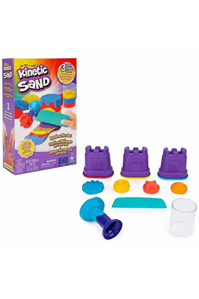 Kinetic Sand مجموعة رمل اللعب بألوان قوس قزح