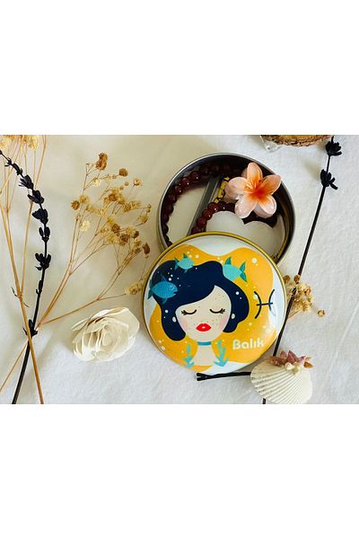 J&M jaco&Me Fish Zodiac 3 # Patterned Metal Box # Soap Box # Keychain Box # Candle Box # Small Jewelry Box
