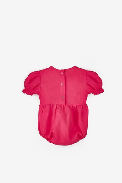 Le Mabelle Fuchsia Short Sleeve Baby Girl Jumpsuit with Hat Accessory - Perla