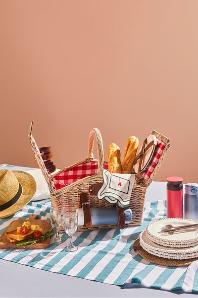 Karaca Summer Wicker Basket 13 Piece Picnic Set for 2 People