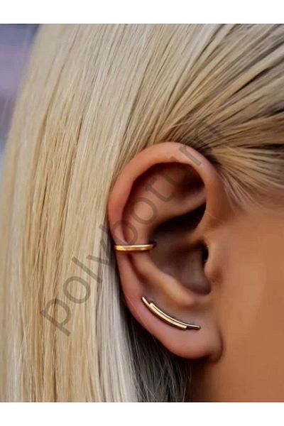 POLYBOTUM Bohemian Style Gold Color Clip-On Ear Cuff – Trend Jewelry with Chain, Special Gift for Women