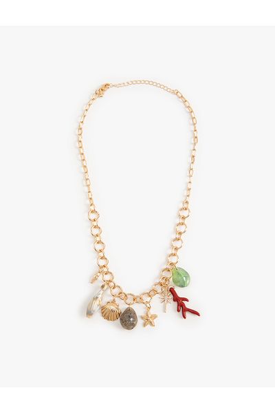 Koton Seashell Stone Detailed Chain Necklace