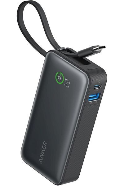 Anker Nano Power Bank, 10000mAh Portable Charger with Built-In USB-C Cable, PD 30W Output