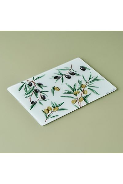 Bella Maison لوح تقطيع زجاج الزيتون (35x25 سم)
