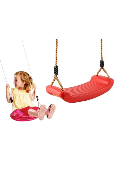 OEM Plastic Children's Swing without Backrest, Ropes Included, Red Color