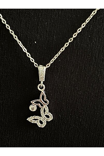 ASD TAKI قلادة فاخرة من الفولاذ بحجر الزركون الصغير مع تفاصيل الفراشة