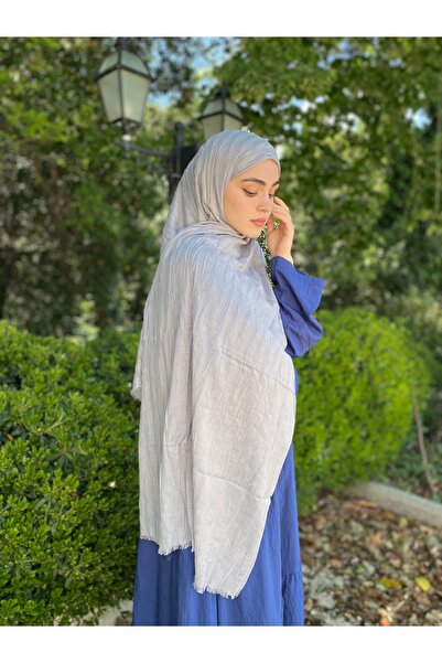 MENESSA شال بامبو مطوي فضي