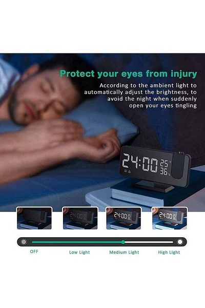 COOYA 7.4 inch mirror LED Digital Alarm FM Clock For Family and Office