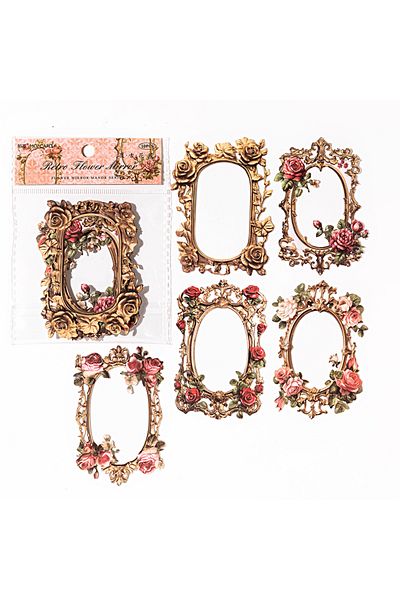 Choice B 10pcs/pack Vintage Flowers Hollow Out Border Collage Card Relief European and American Style Han.