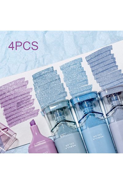 Choice Blue 4pcs/set Of Fluorescent Pens Visually-Appealing And Large Capacity Markers For Marking And Mark