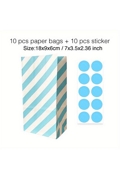 Choice Small 10 Pcs Hot Pink Dot 10 Pcs Colorful Solid Stripe And Polka Dot Stand-up Bags With Stickers - 1