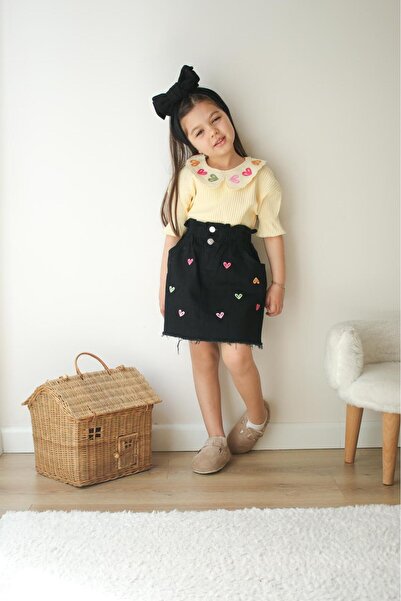 babysmile Kalp detaylı nakış işlemeli 2li kız çocuk takim