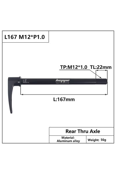 Choice L167 M12x1.0 TL22 HEPPE MTB Road Bike Thru Axle 12x142 12x148 Quick Release 12x100 12x110 Front Fork
