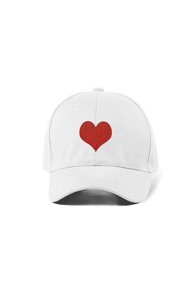 QUATEX Heart Embroidered White Sports Hat Unisex Adjustable Velcro Back It Is a Quality Product