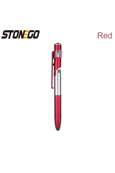 Choice قلم حبر جاف قابل للطي 4 في 1 متعدد الوظائف من ستونجو باللون الأحمر (مص...