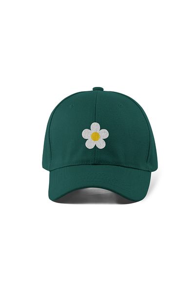 QUATEX Daisy Embroidered Green Sports Hat Unisex Adjustable Velcro Back It Is a Quality Product