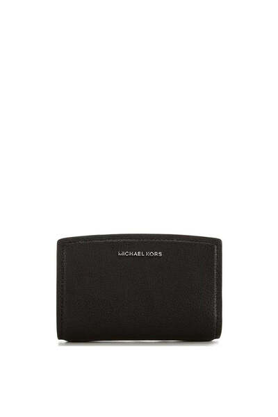 Michael Kors Kadın Kart ve Nakit Bölmeli Fermuarlı Ve Çıtçıt Kapama Deri Siyah Cüzdan 32S5SYTZ2L-BLACK