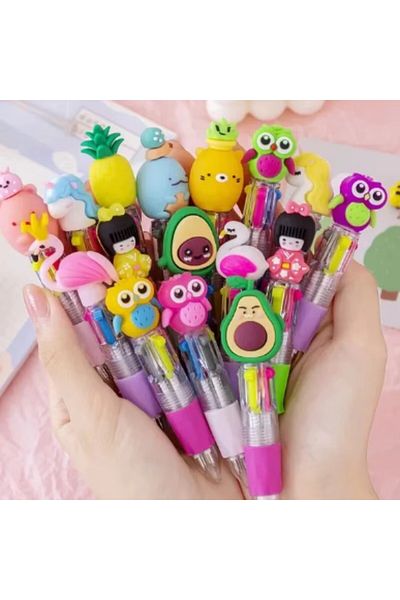 Choice black 15pcsrandom 20Pcs/Lot Cute Cartoon 4 Color Mini Ballpoint Pen KawaiiUnicorn Flamingo Retractab