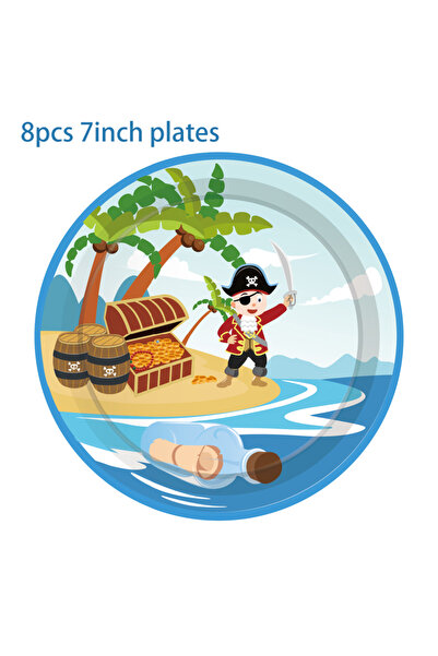 Choice MM069-8pcs-7inch Cartoon Pirate Navigation Party Disposable Tableware ...